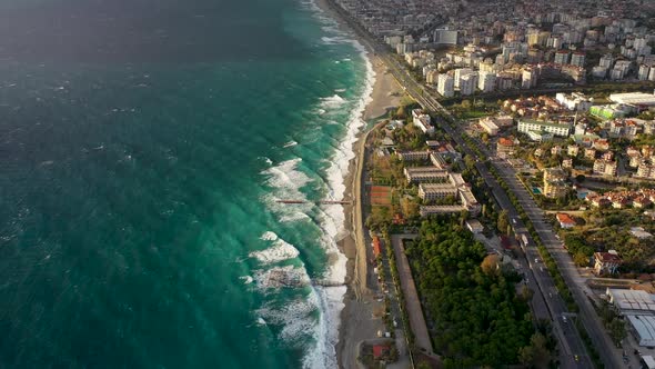 Winter Sea Shooting From a Drone 4 K Aerial alt