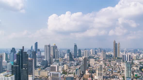 Bangkok business district city center above Silom area – Time Lapse