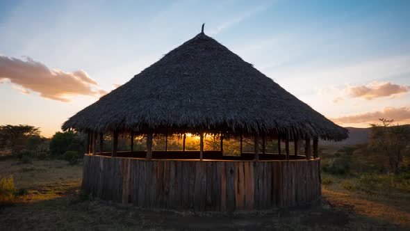 Timelapse of an outdoor gazebo in Maasai Mara alt