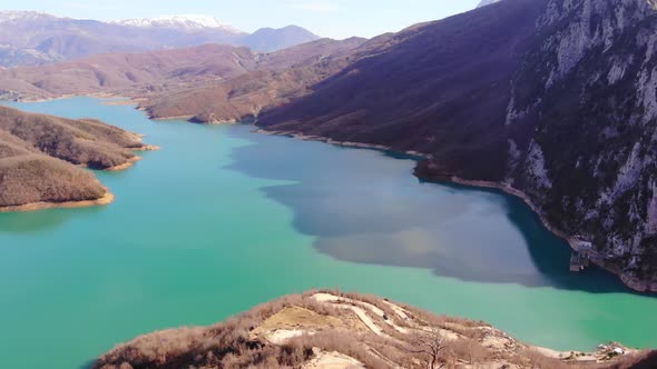 Drone Shot of Bovilla Lake Albania