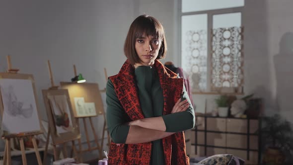 Young Girl Standing In Studio alt