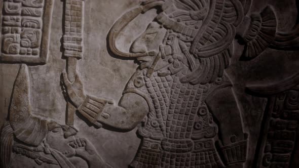 Mayan stone bass-relief lintel 16 A (Yaxun B’alam IV)
