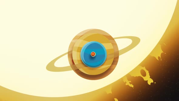 The animation of our solar system with all of the planets in front of the sun. alt