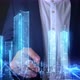 Business man press the Hologram technology city town - VideoHive Item for Sale