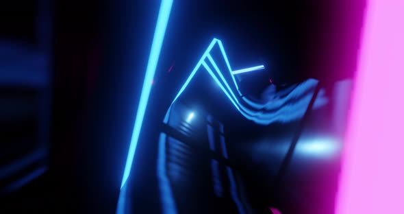 Abstract Glowing Neon Retro tunnel  synth wave loop