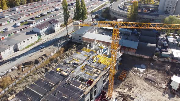 Construction Site Buildings with Cranes