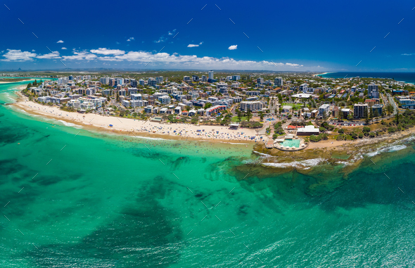 Aerial drone panoramic image of ocean waves on a Kings beach, Ca