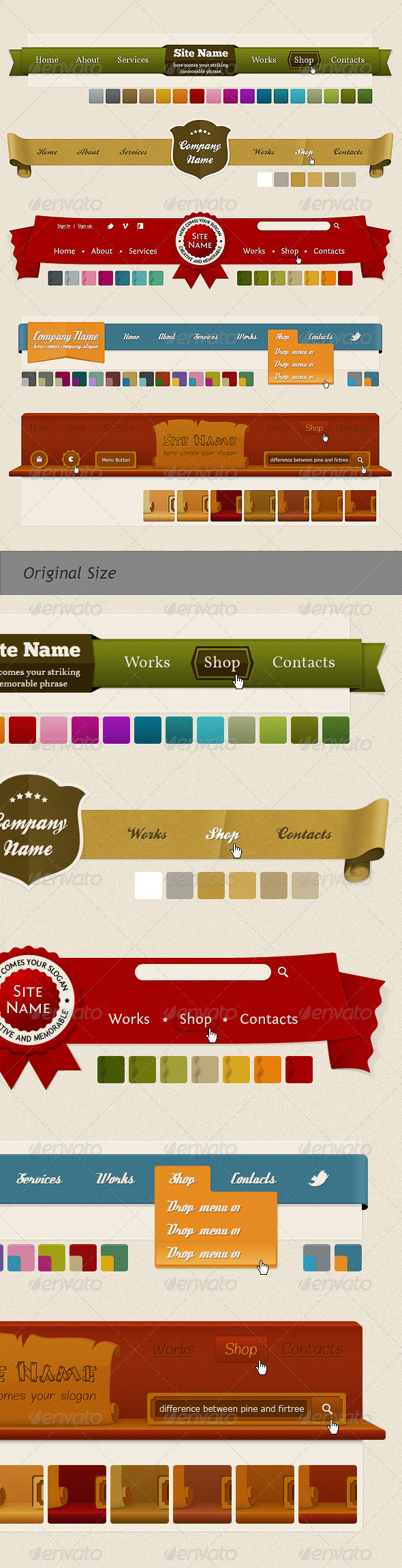 Headers and Navigation (Web Kit) - Navigation Bars Web Elements