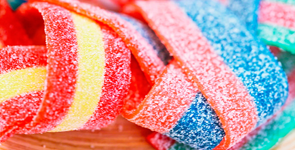 Colorful Gummy Candy Rotating Background 