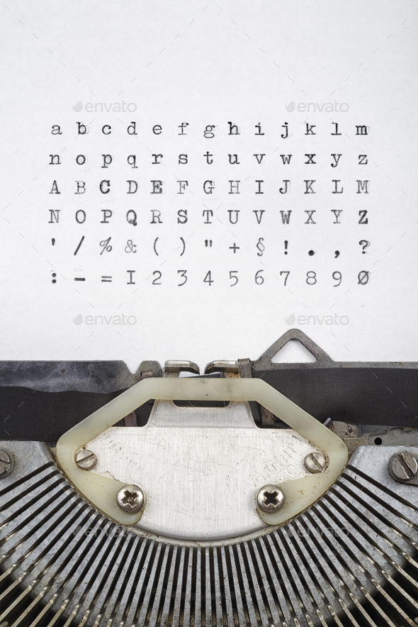 Old typewriter letters font set - Stock Photo - Images
