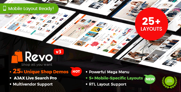 Revo - Multipurpose WooCommerce WordPress Theme (25+ Homepages & 5+ Mobile Layouts) - WooCommerce eCommerce