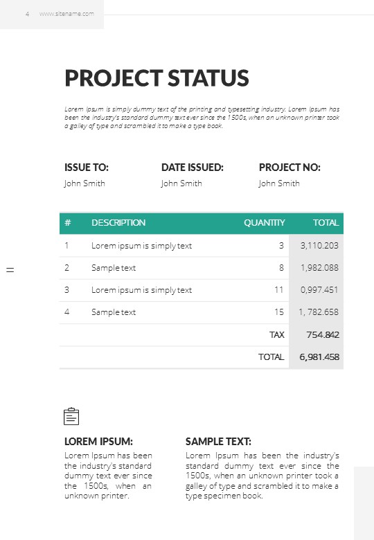 A4 Project Status PowerPoint Presentation Template for Print ...