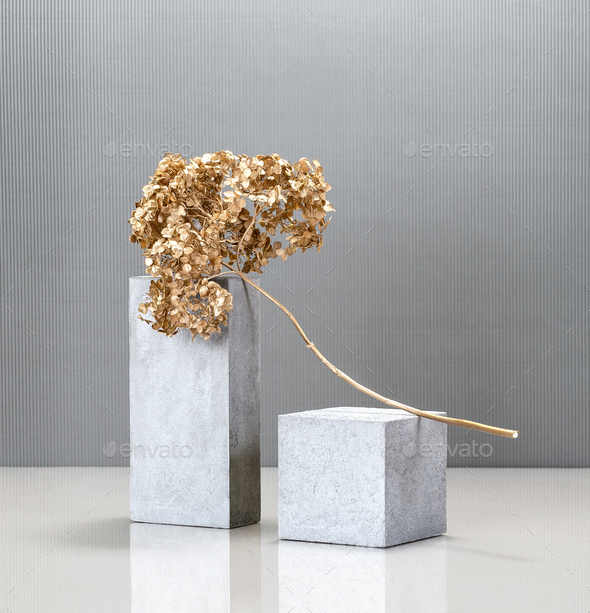 Creative minimalism still life with the use of concrete blocks a - Stock Photo - Images