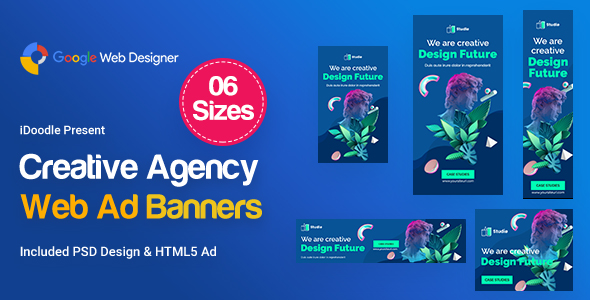 Creative, Startup Agency Banners HTML5 Ad D62 - GWD & PSD