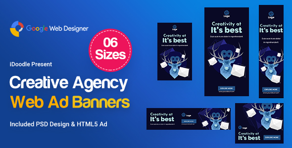 Creative, Startup Agency Banners HTML5 Ad D64 - GWD & PSD