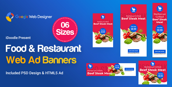 Food & Restaurant Banners HTML5 Ad D66 - GWD & PSD