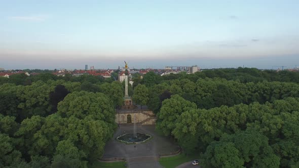 Aerial of Prinzregentenstrasse and the Angel of Peace