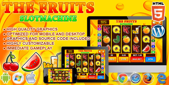 Slot Machine The Fruits - HTML5 Casino Game - CodeCanyon Item for Sale