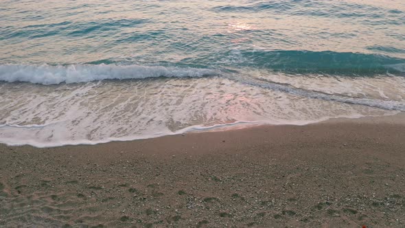 Aerial Low Altitude View of Beautiful Milos Beach of Lefkada Ionian Island Greece