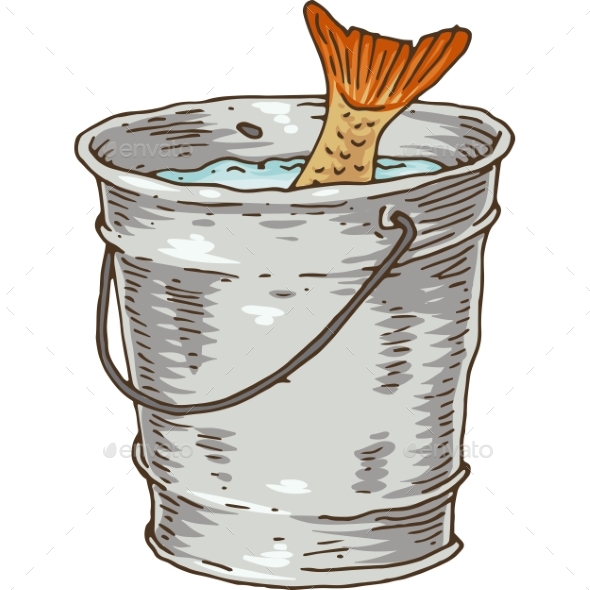 Fishing Bucket with Catch, Vectors