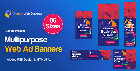 Multi-Purpose Banners HTML5 D68 - GWD & PSD