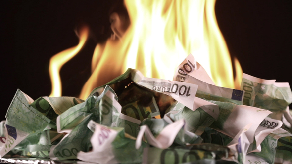 Burning One Hundred Euro Banknotes