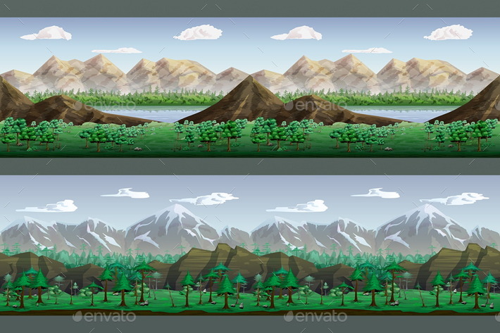 Mountain 2D Backgrounds, Game Assets | GraphicRiver