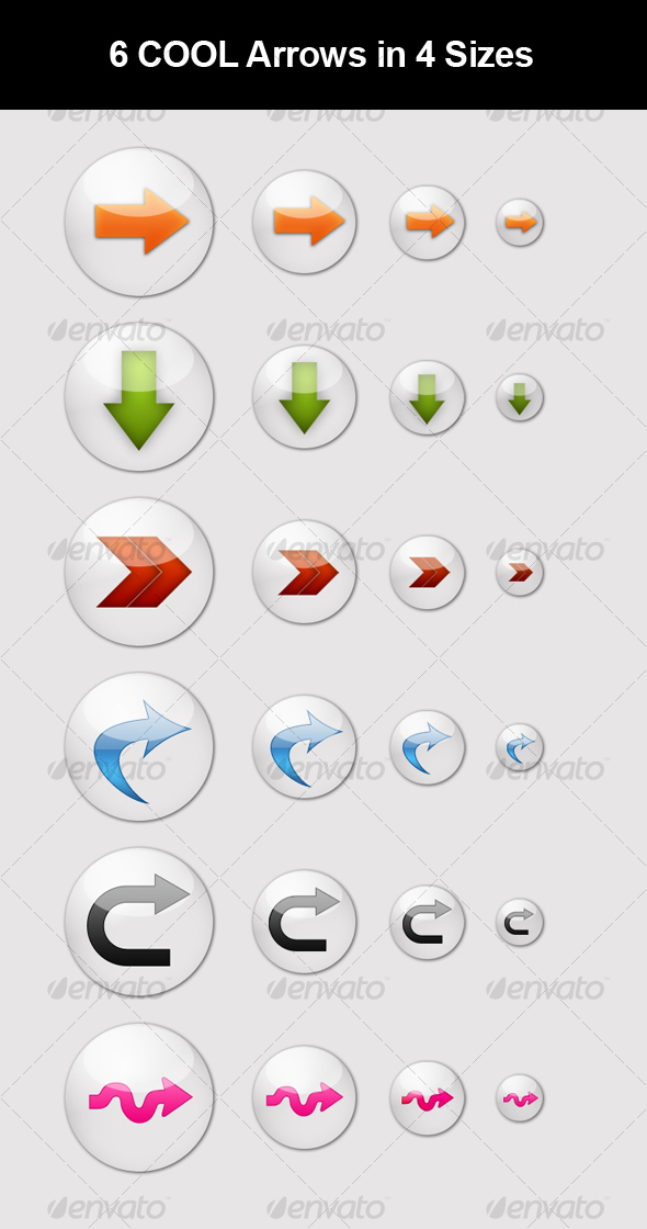 6 COOL Arrow Buttons - Buttons Web Elements