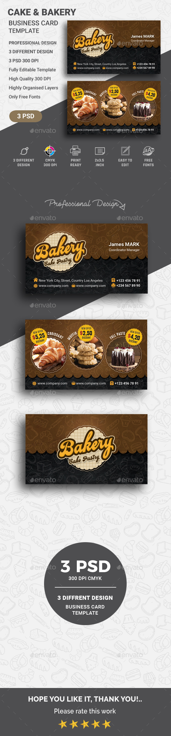 Simple Cartoon Cake Shop Bakery Dessert Dessert Business Universal Business  Card | PSD Free Download - Pikbest