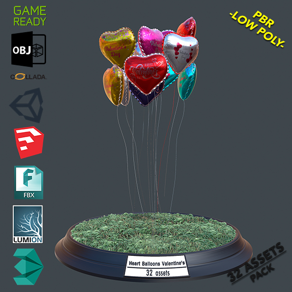 Heart Balloons Valentine - 3Docean 23349949