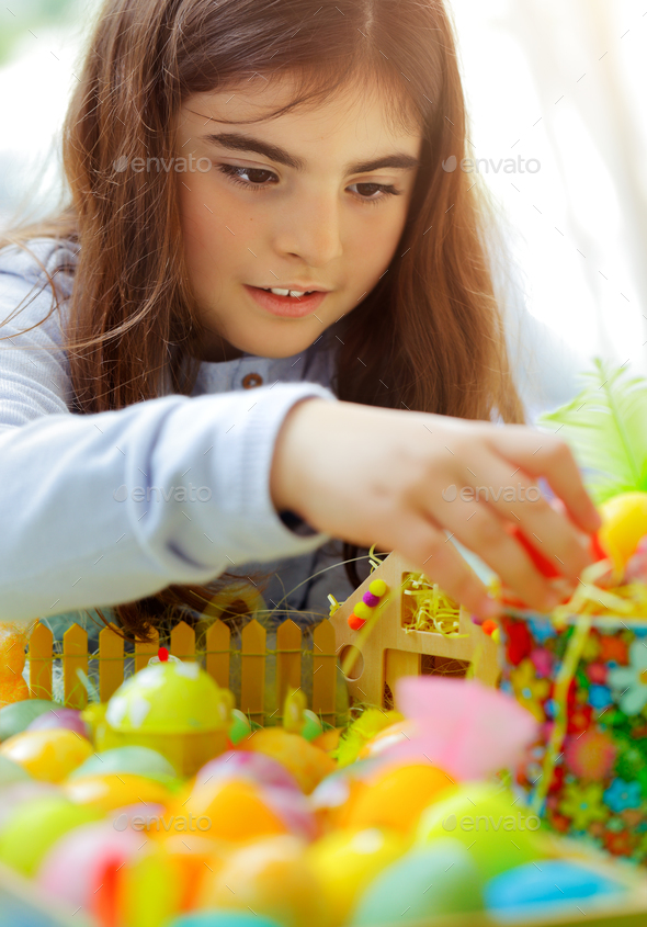 Little girl enjoying Easter holiday - Stock Photo - Images