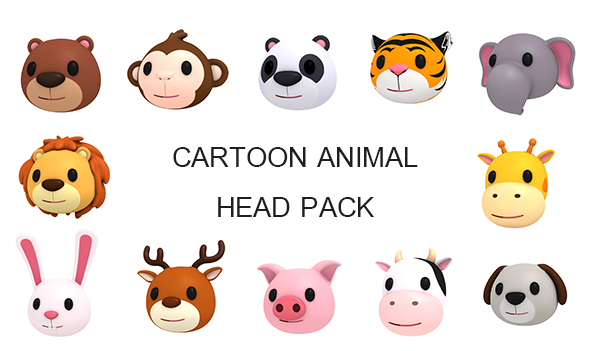Cartoon Animal Head - 3Docean 23359419