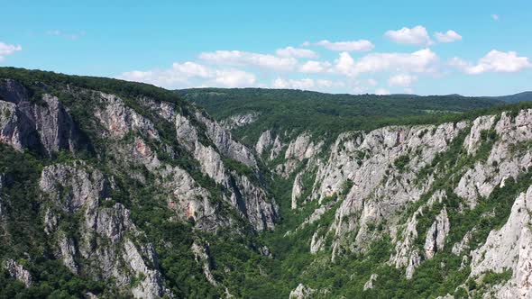 Aerial view of Zadielska dolina valley in Slovakia alt
