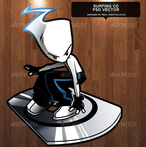 Surfing CD Character - 100% Vector - Characters Vectors