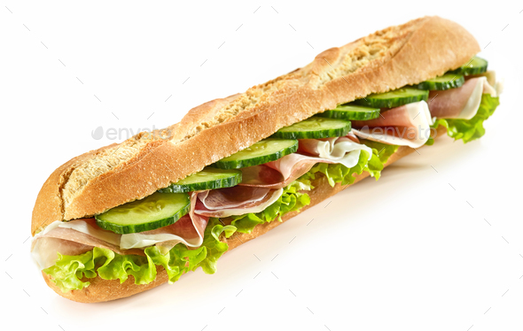 Baguette Sandwich With Ham And Cucumber Stock Photo By Magone Photodune