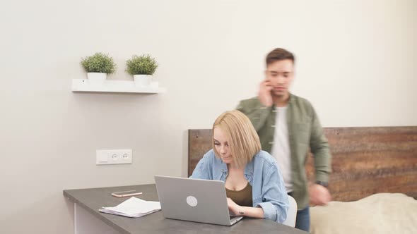 Beautiful Lovely Couple Solving Financial Problems in Family alt