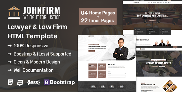 Wondrous Johnfirm - Lawyer & Lawfirm HTML Template