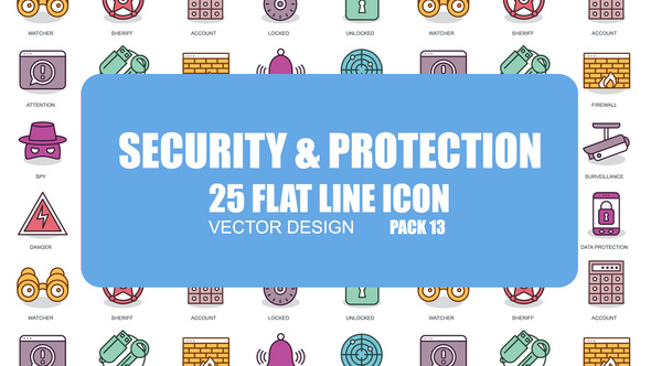 Security And Protection - Flat Animation Icons Video Displays template preview