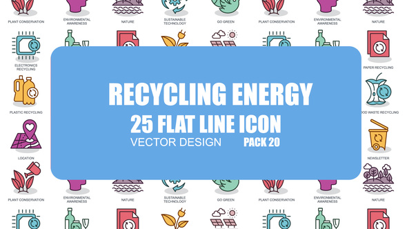 Recycling Energy - Flat Animation Icons Video Displays template preview