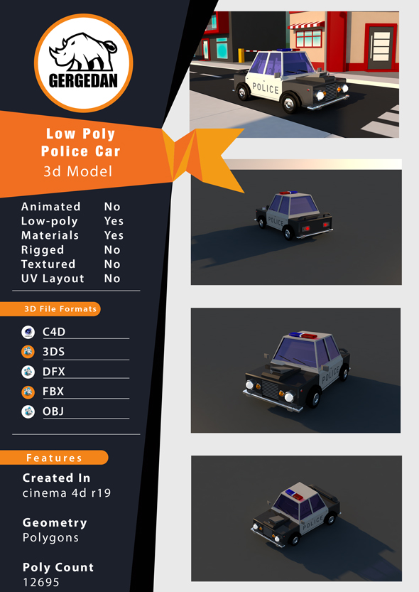 Low Poly Police - 3Docean 23064632