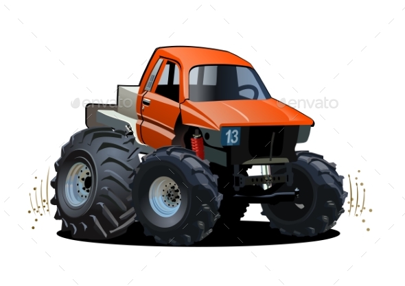 Cartoon Monster Truck isolated on white background - Stock Illustration  [44666432] - PIXTA