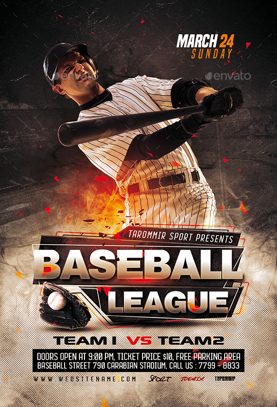 Baseball League Flyer, Print Templates GraphicRiver