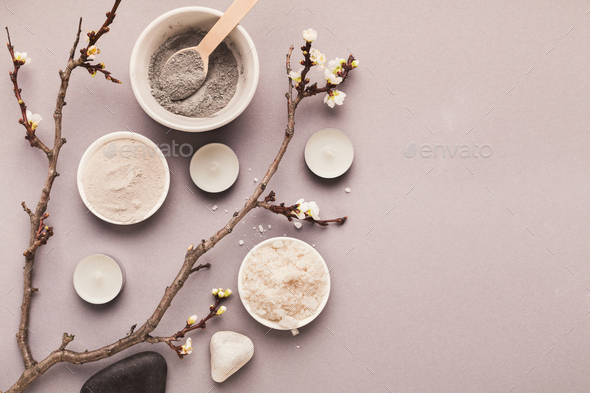 Natural cosmetics for home or salon spa treatment - Stock Photo - Images