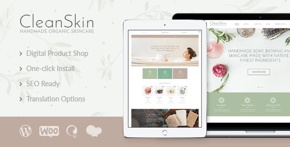 CleanSkin | Handmade Organic Soap & Natural Cosmetics Shop WordPress Theme