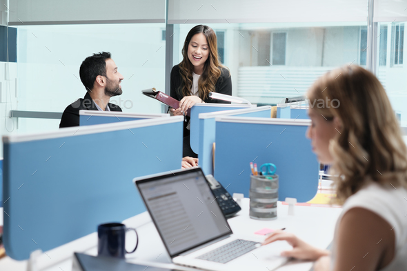 People Coworkers Meeting And Speaking For Business In Coworking Office - Stock Photo - Images