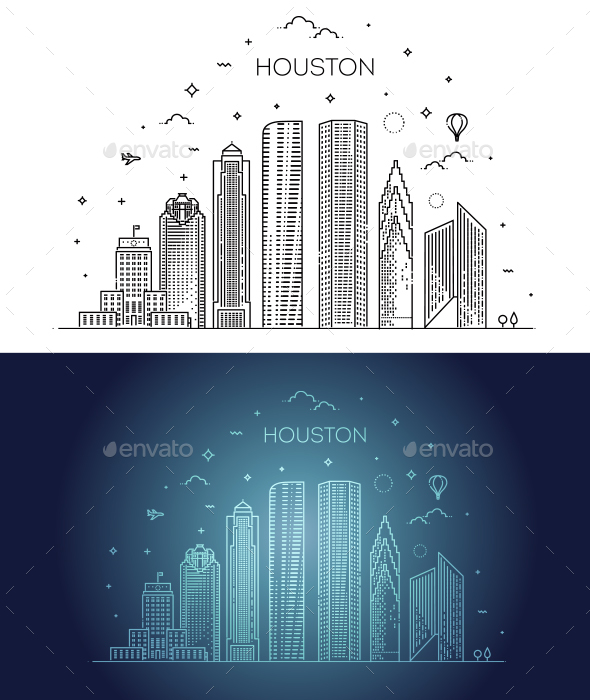 Silhouette Skyline Panorama Of Houston Texas Stock Illustration  Download  Image Now  Houston  Texas Urban Skyline Outline  iStock
