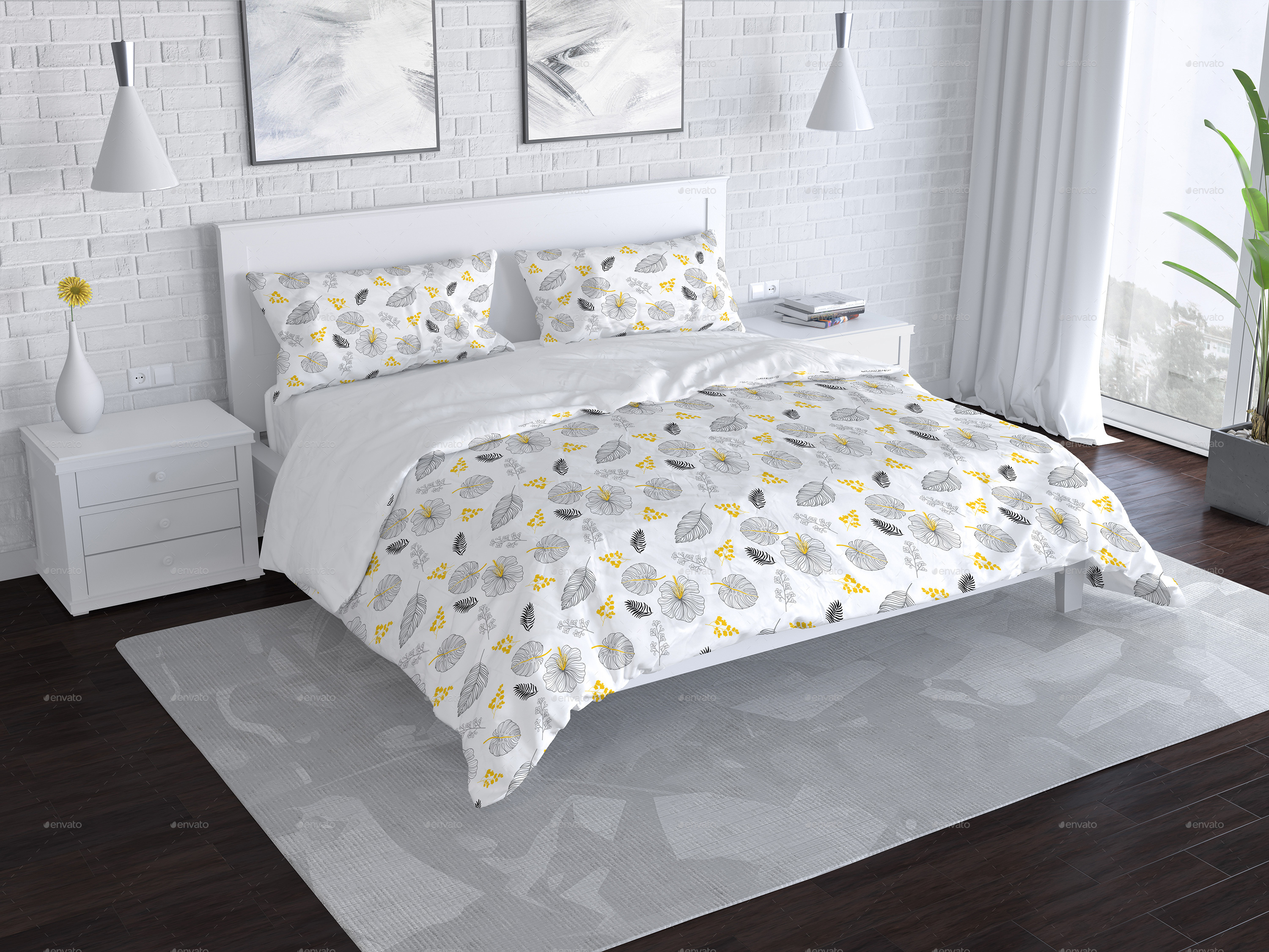 Download Bedroom and Bed Linen Mockup by 7Lights | GraphicRiver