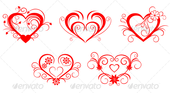 Red valentine hearts - Decorative Vectors