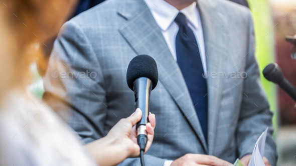 Media Interview. Journalists Interviewing Politician or Business