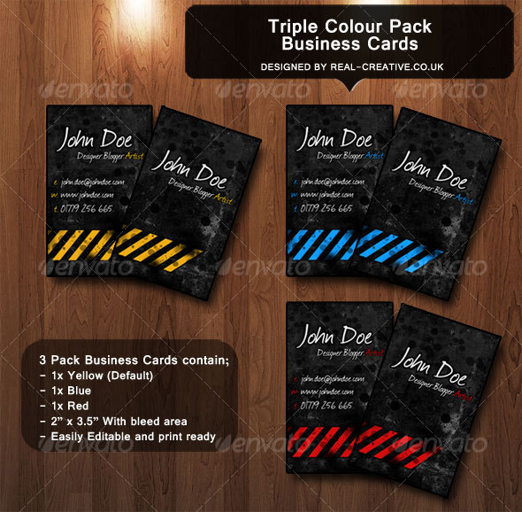 Triple Colour Business Card Pack - Business Cards Print